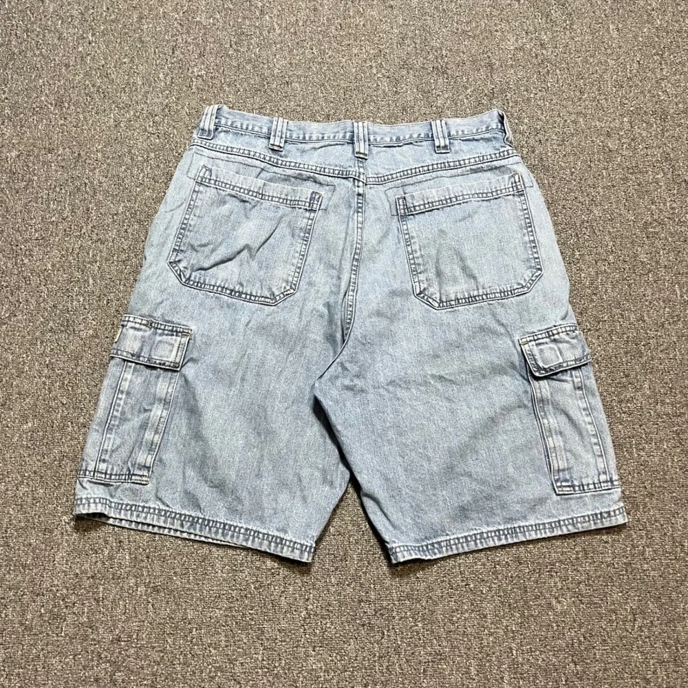 Wrangler Mens Denim Cargo Shorts Light Wash 100% Cotton Size 34